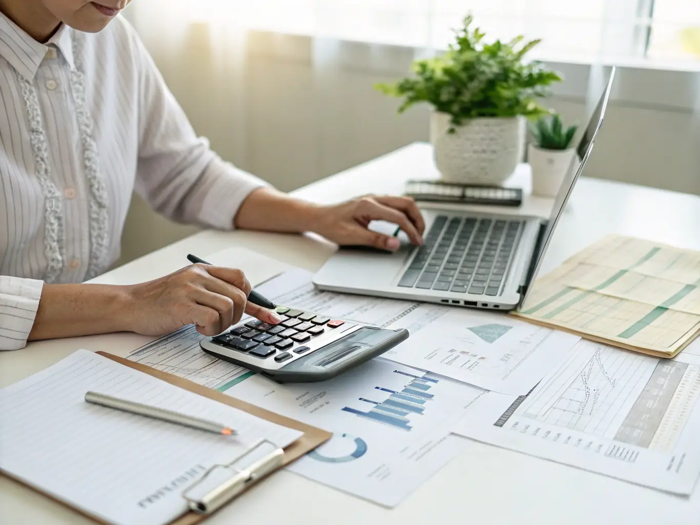 A person reviewing a budget spreadsheet on a laptop, symbolizing budget management.